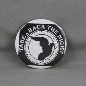 Vintage Protest Pin - Take Back the Night Black Dove - Celluloid Pin